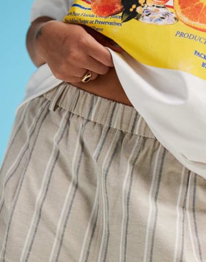 ASOS DESIGN Curve linne-look fat fickbyxor i neutral rand