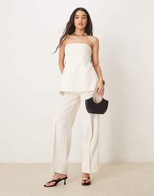 ASOS DESIGN boucle trousers co-ord in off white