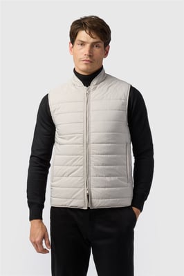 Single Breasted Zip Front Regular Gilet in Light Grey