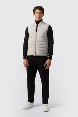 Single Breasted Zip Front Regular Gilet in Light Grey