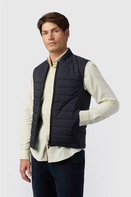 Single Breasted Zip Front Regular Gilet in Dark Blue