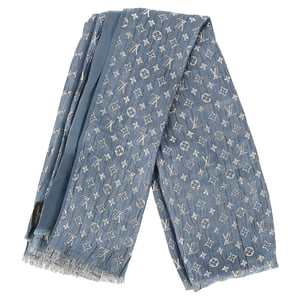 Louis Vuitton Monogram Scarf in Light Blue Silk