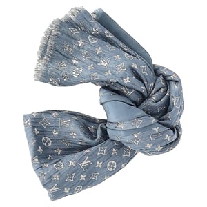 Louis Vuitton Monogram Scarf in Light Blue Silk