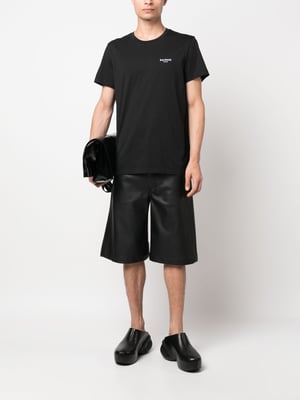 Small Logo Flock Printed T-Shirt in Black