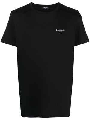 Small Logo Flock Printed T-Shirt in Black