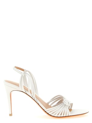 Santoni Witte Leren Stiletto Hak Sandalen