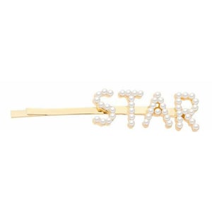 Envie Pearl Words Hairpin Star Letter Statement Hair Clip Fashion Accessory Gold
