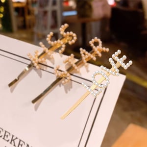 Envie Pearl Words Hairpin Love Letter Statement Hair Clip Fashion Accessory Gold