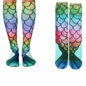 Aquarius Mermaid Tail Knee High Boot Socks Design 1 Women Cosplay
