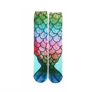 Aquarius Mermaid Tail Knee High Boot Socks Design 1 Women Cosplay