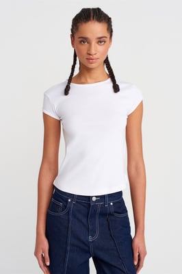 Dames Slim Fit Katoenen Rondhals T-Shirt