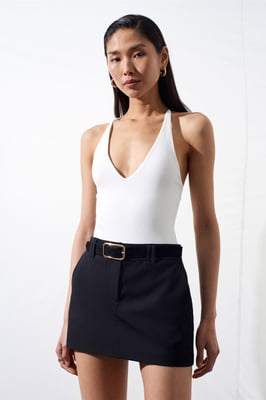 Slim Fit Cut-Out Halter Bodysuit