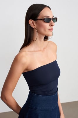 Strapless Slim-fit Jersey Blouse