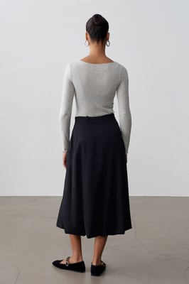Hoge taille riem midi ballon rok