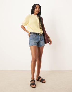 ASOS DESIGN knitted cardigan with raglan sleeve in yellow