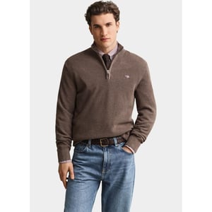 Gant Half zip katoenen textured sweater met 8030292/294