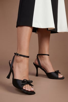 Emma Satin Bow Detail High Heeled Sandals