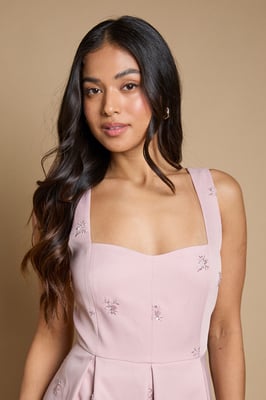 Petite Embellished Sweetheart Midi Dress