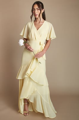 Angel Sleeve Tiered Bridesmaid Maxi Dress