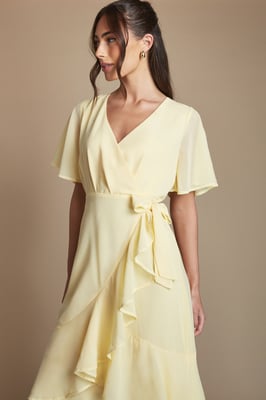 Angel Sleeve Tiered Bridesmaid Maxi Dress