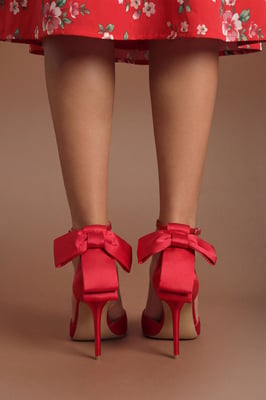 Kittie Satin Bow Pointed High Stiletto Heel Comfort Sock Court Shoes