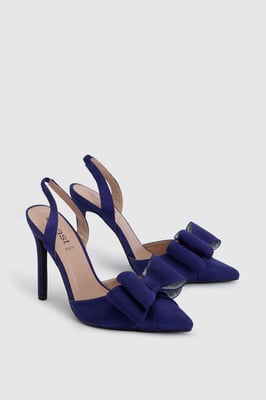 Wide Fit Tamara Satin Bow Sling Back Stiletto Court Shoes
