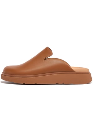 Womens Light Tan Gen Ff Leather Mule