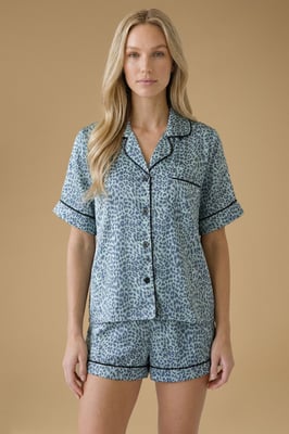 Short Sleeve Satin Printed Nightwear set