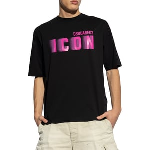 Dsquared2 Icon Pink Blur Print Black Loose Fit T-shirt