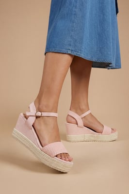 Amelie Textile Platform Open Toe Wedge Sandals