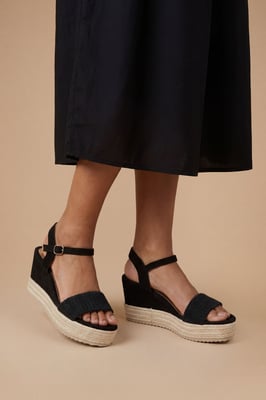 Amelie Textile Platform Open Toe Wedge Sandals