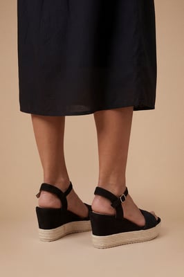 Amelie Textile Platform Open Toe Wedge Sandals