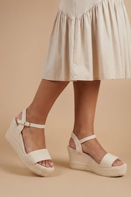 Amelie Textile Platform Open Toe Wedge Sandals