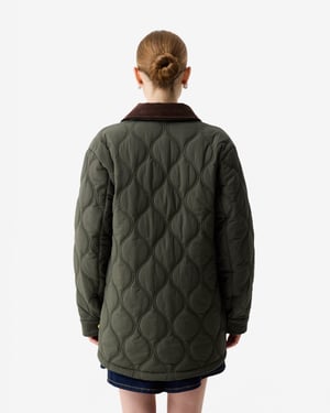 Hunter Witton Womens Quilted Jacket Logo Detail Jacket in Olive