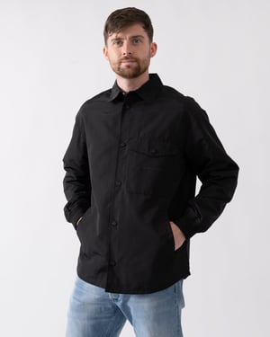 Pocket Logo Detail Overshirt in Black
