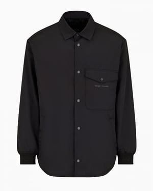 Pocket Logo Detail Overshirt in Black