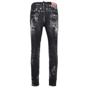 Dsquared2 Super Twinky Jean Destroyed Paint Effect Black Jeans