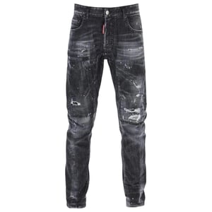 Dsquared2 Tidy Biker Jean Worn Faded Style Black Jeans