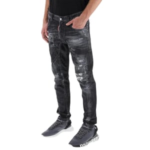 Dsquared2 Tidy Biker Jean Worn Faded Style Black Jeans