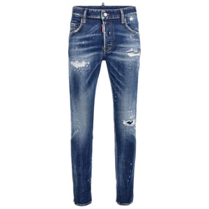 Dsquared2 Super Twinky Jean Förstärkta Slitna Denimtvättade Blå Jeans