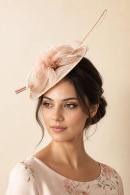 Bow & Large Feather Disc Fascinator in Dark Pink