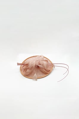 Bow & Large Feather Disc Fascinator in Dark Pink
