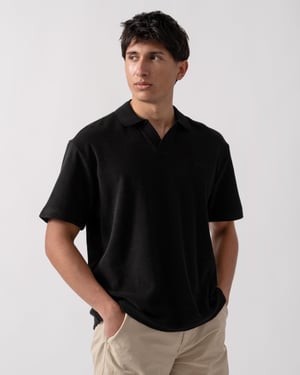 Doubletowel Polo Shirt in Black