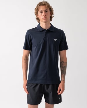 Short Sleeve Logo Detail Polo in Navy