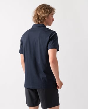 Short Sleeve Logo Detail Polo in Navy
