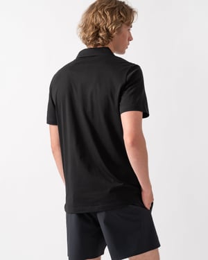 Short Sleeve Logo Detail Beach Polo in Black
