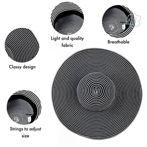 Ladies Extra Wide Brim Striped Sun Hat Foldable Summer Beach Hat in Black
