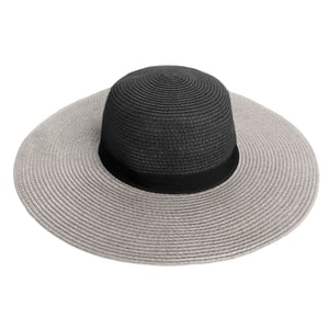 Women’s Colour Block Wide Brim Sun Hat Adjustable Beach Hat in Grey