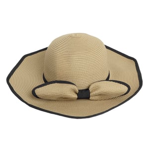 Ladies Wide Brim Foldable Sun Hat Adjustable Summer Beach Hat in Beige