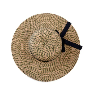 Ladies Wide Brim Woven Sun Hat Adjustable Summer Beach Hat in Tan